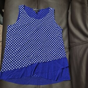 INC International Concepts Royal Blue Polka Dot Tank Top